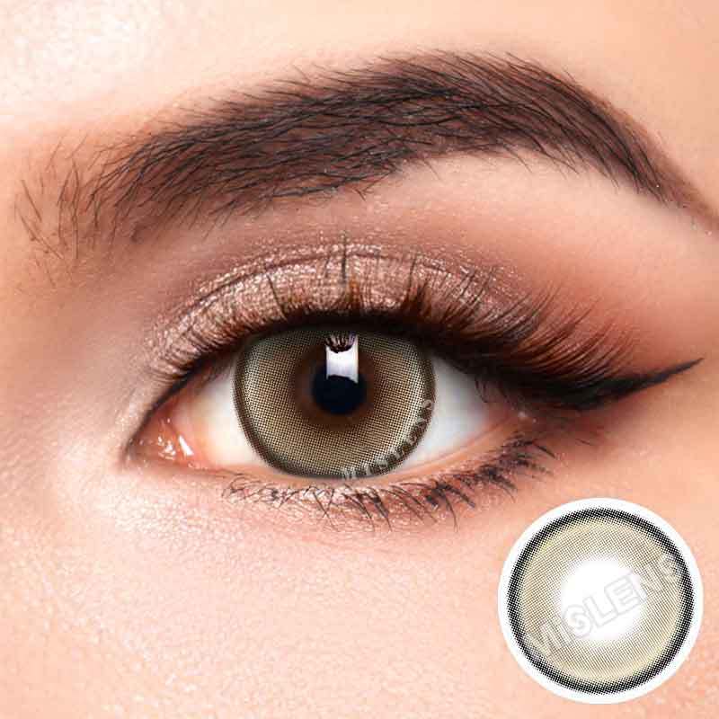 Mislens Smoothie Lemon Lime color contact Lenses for dark brown eyes