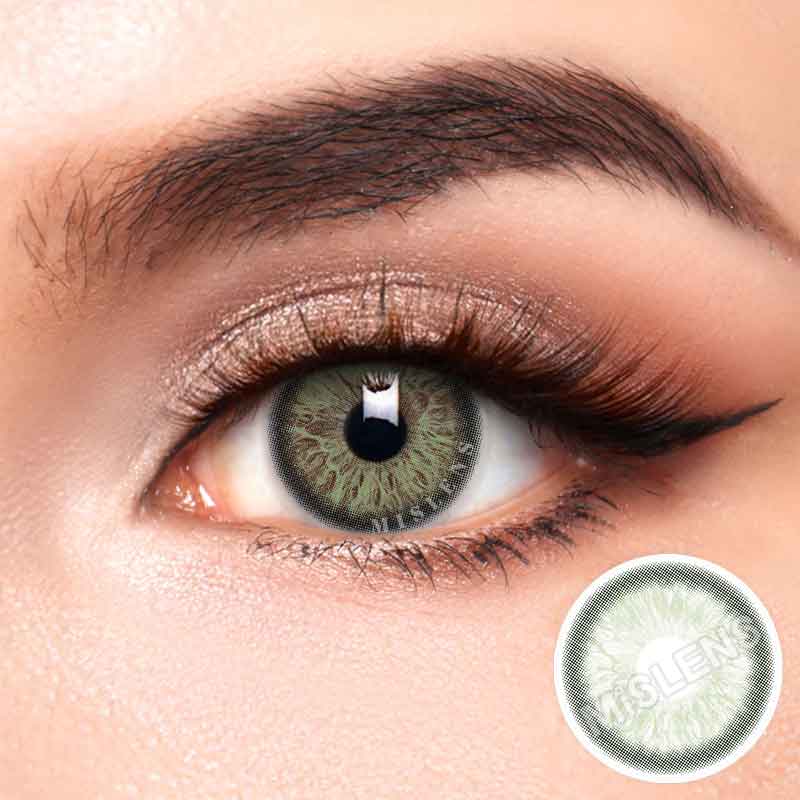 Mislens Rococo Encounter Green color contact Lenses for dark brown eyes