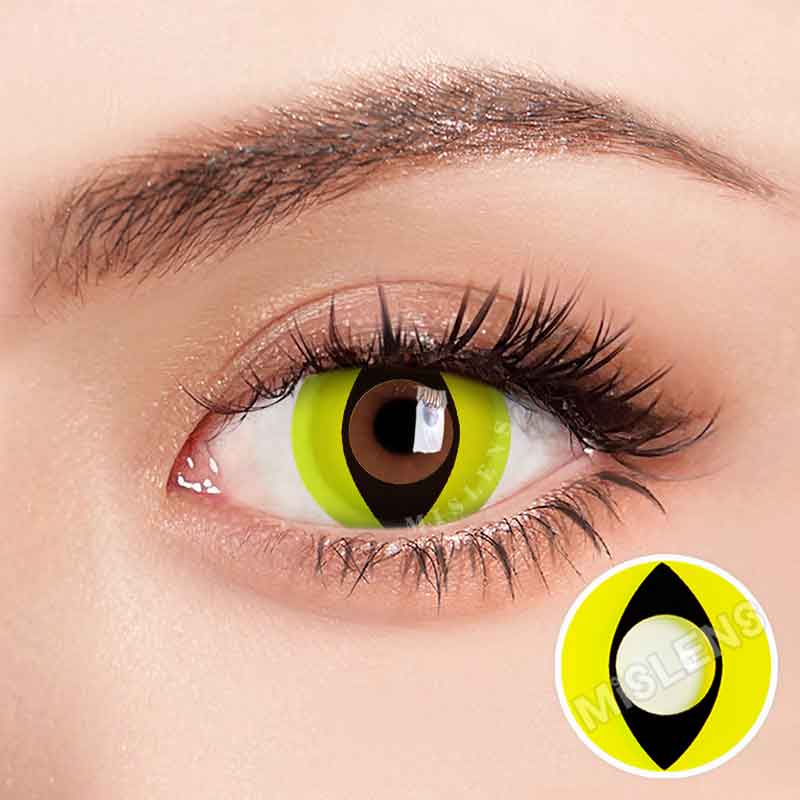 Mislens Yellow Cat Eye color contact Lenses for dark brown eyes