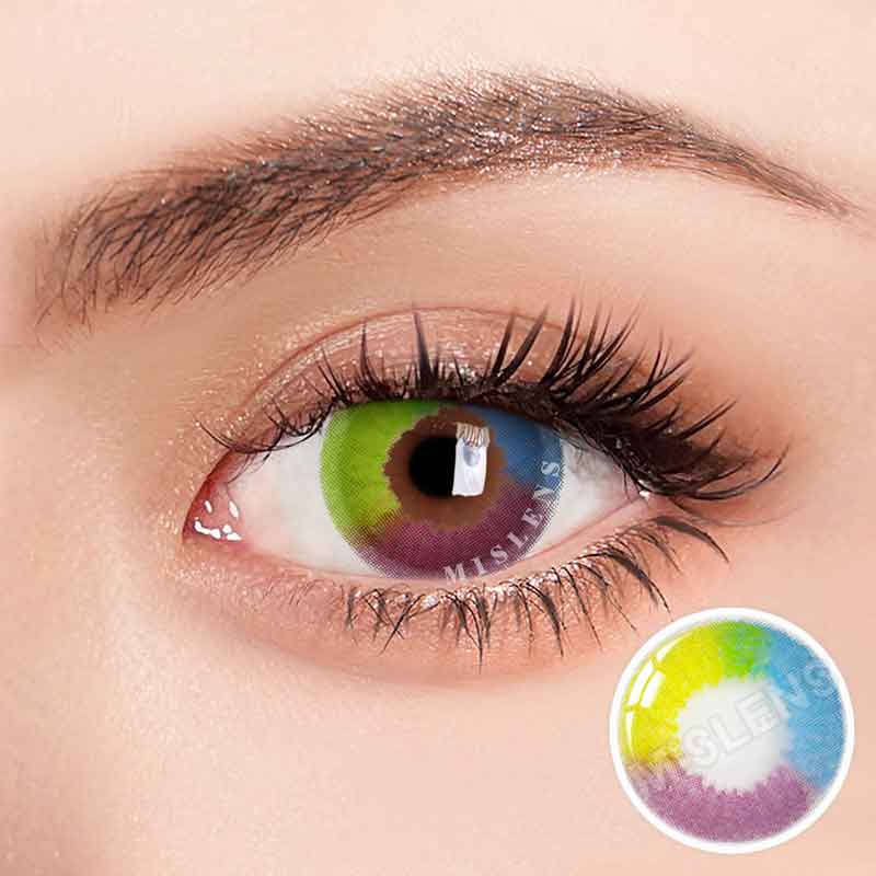 Mislens 3Tone Rainbow color contact Lenses for dark brown eyes