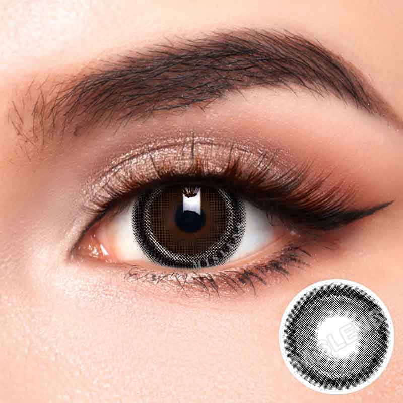 【Prescription】Mislens High Gloss Black color contact Lenses for dark brown eyes
