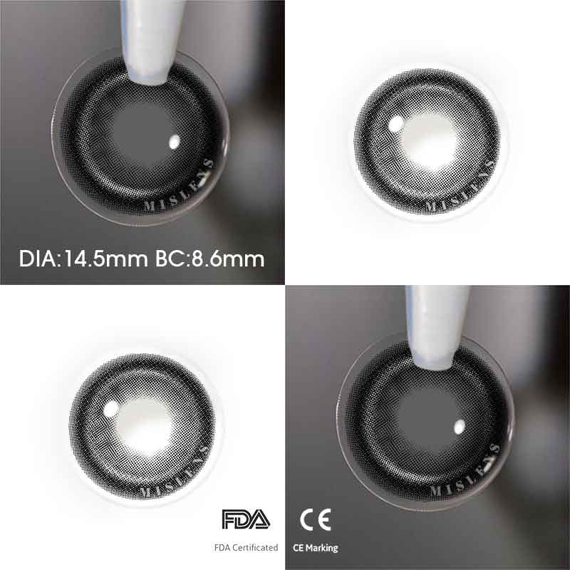 【Prescription】Mislens High Gloss Black color contact Lenses for dark brown eyes