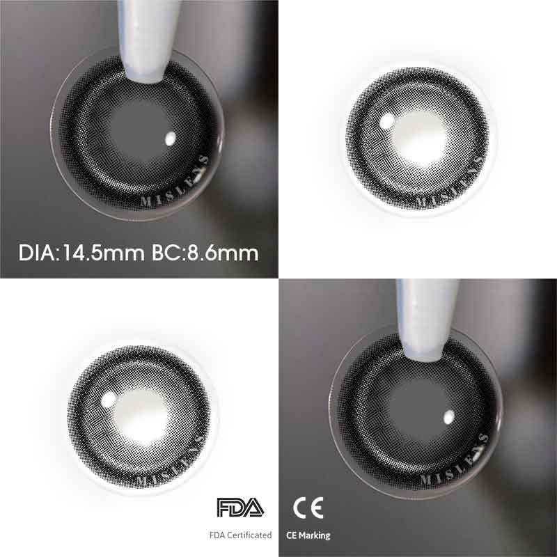 【Prescription】Mislens High Gloss Black color contact Lenses for dark brown eyes