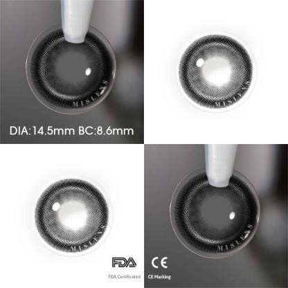 【Prescription】Mislens High Gloss Black color contact Lenses for dark brown eyes
