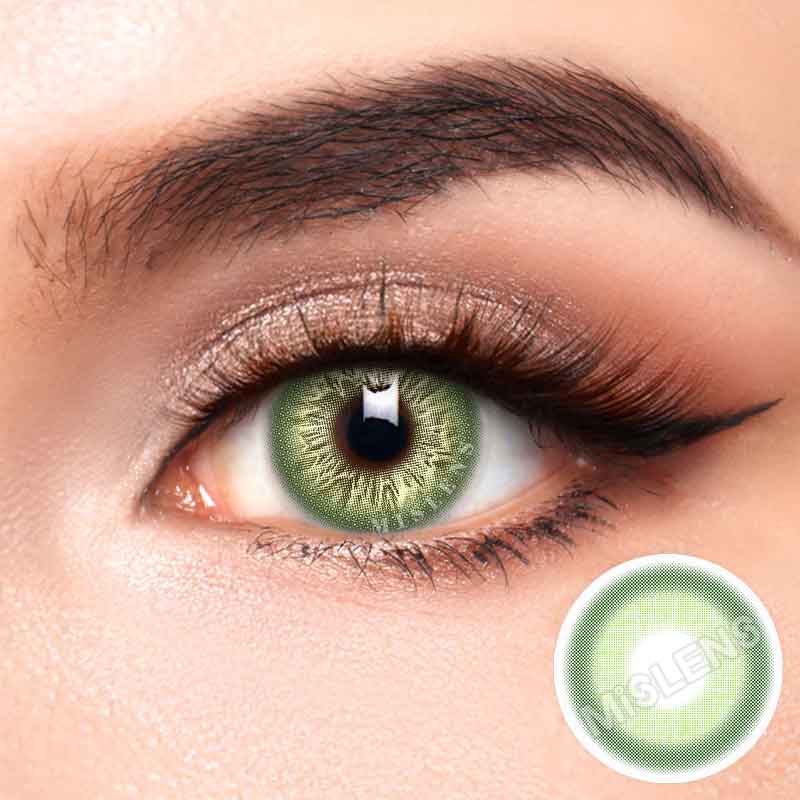 Mislens I Heart Green color contact Lenses for dark brown eyes