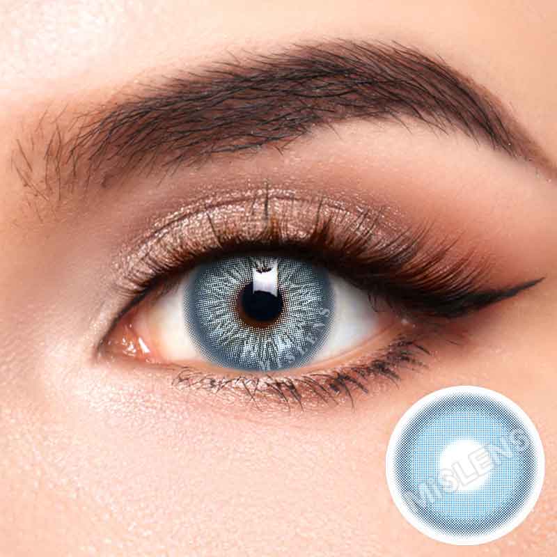 【U.S Warehouse】Mislens I Heart Blue color contact Lenses for dark brown eyes