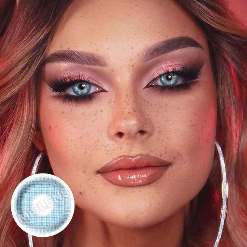 【U.S Warehouse】Mislens I Heart Blue color contact Lenses for dark brown eyes