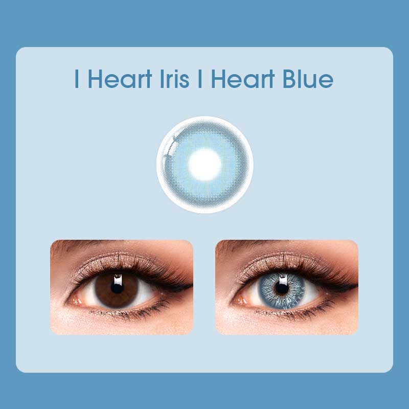【U.S Warehouse】Mislens I Heart Blue color contact Lenses for dark brown eyes
