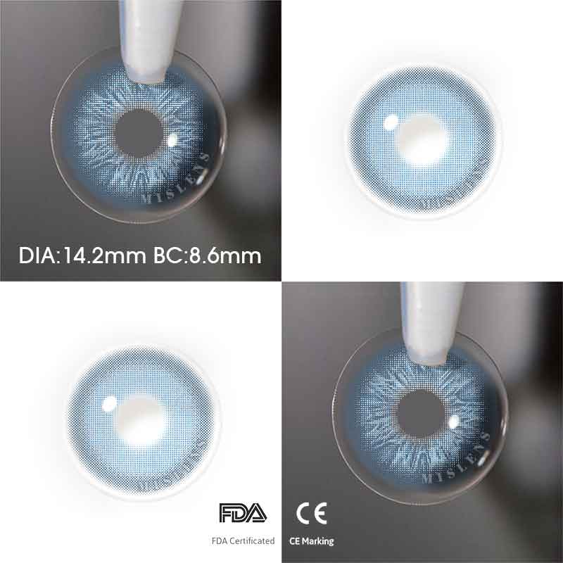 【U.S Warehouse】Mislens I Heart Blue color contact Lenses for dark brown eyes