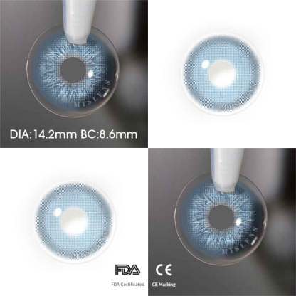 【U.S Warehouse】Mislens I Heart Blue color contact Lenses for dark brown eyes