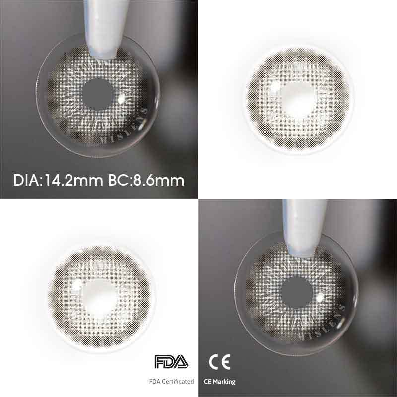 Mislens I Heart Gray color contact Lenses for dark brown eyes