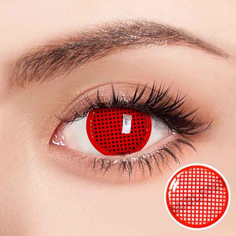 【U.S Warehouse】Mislens Red Mesh Cosplay color contact Lenses for dark brown eyes