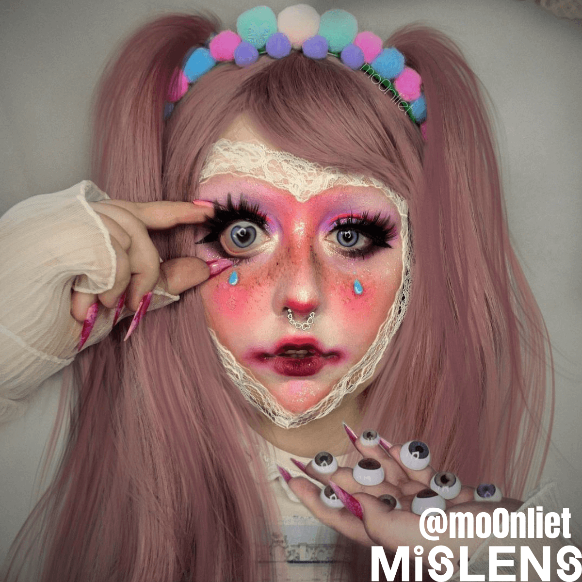 【Clearance】Mislens Heart Eyes Cosplay Blue color contact Lenses for dark brown eyes