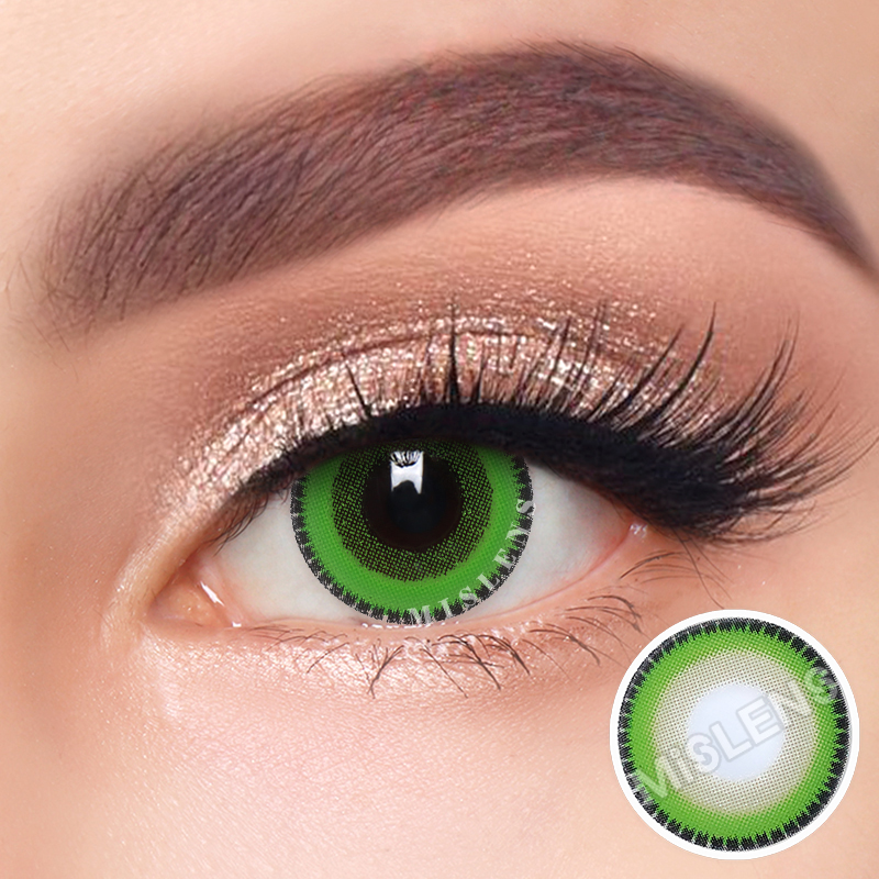Mislens Yummy Green color contact Lenses for dark brown eyes