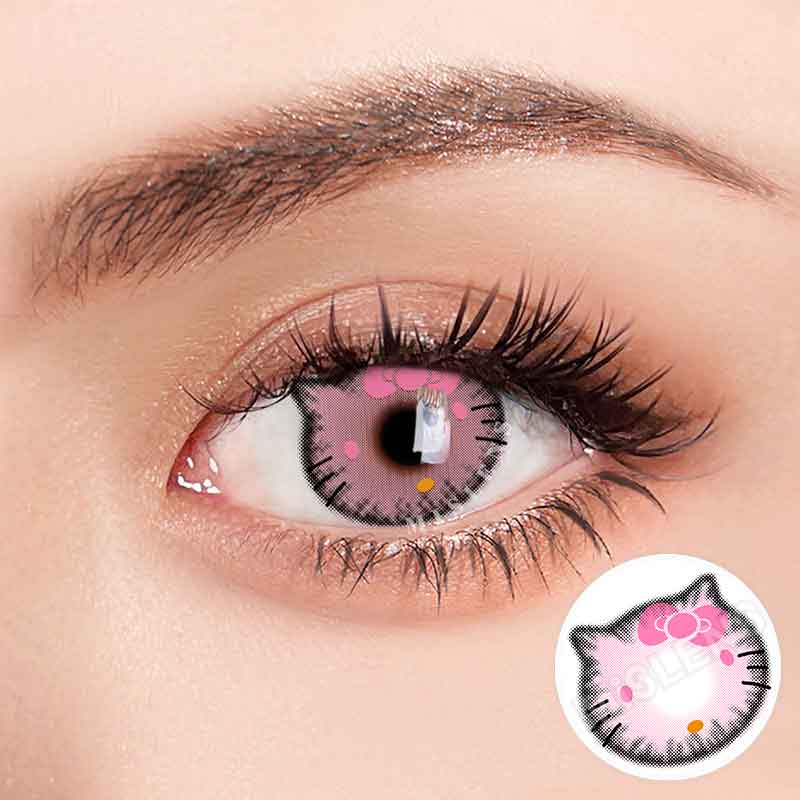 Mislens Kitty Cosplay Pink color contact Lenses for dark brown eyes