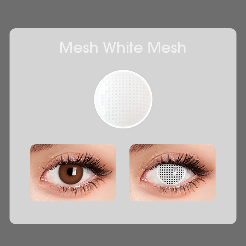 【U.S Warehouse】Mislens White Mesh Blind Cosplay color contact Lenses for dark brown eyes