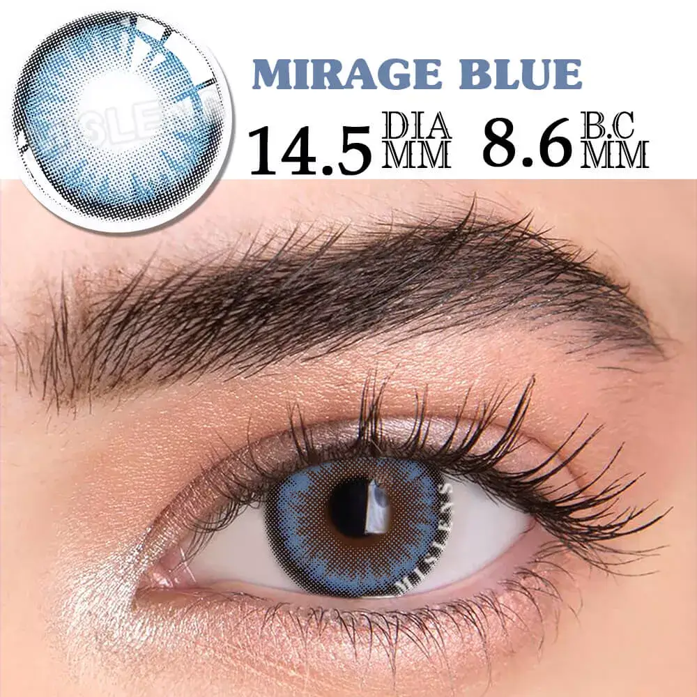 【Prescription】Mislens Mirage Blue color contact Lenses for dark brown eyes