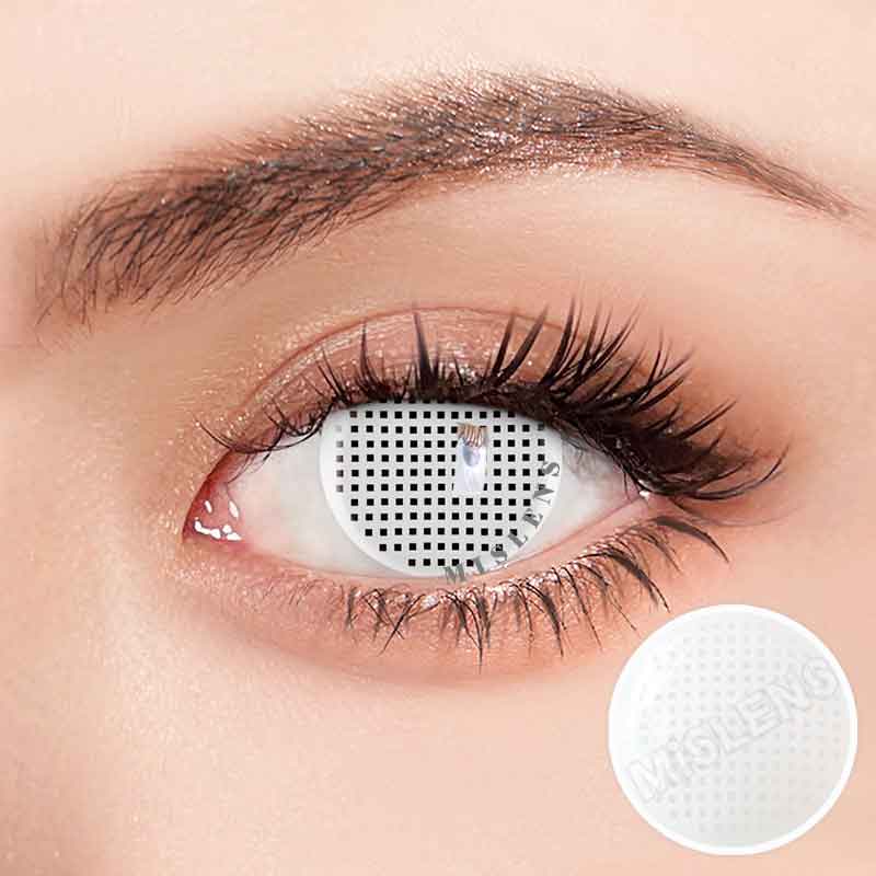 Mislens White Mesh Blind Cosplay  color contact Lenses for dark brown eyes