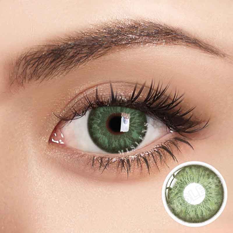 Mislens Cocktail Mint Green color contact Lenses for dark brown eyes