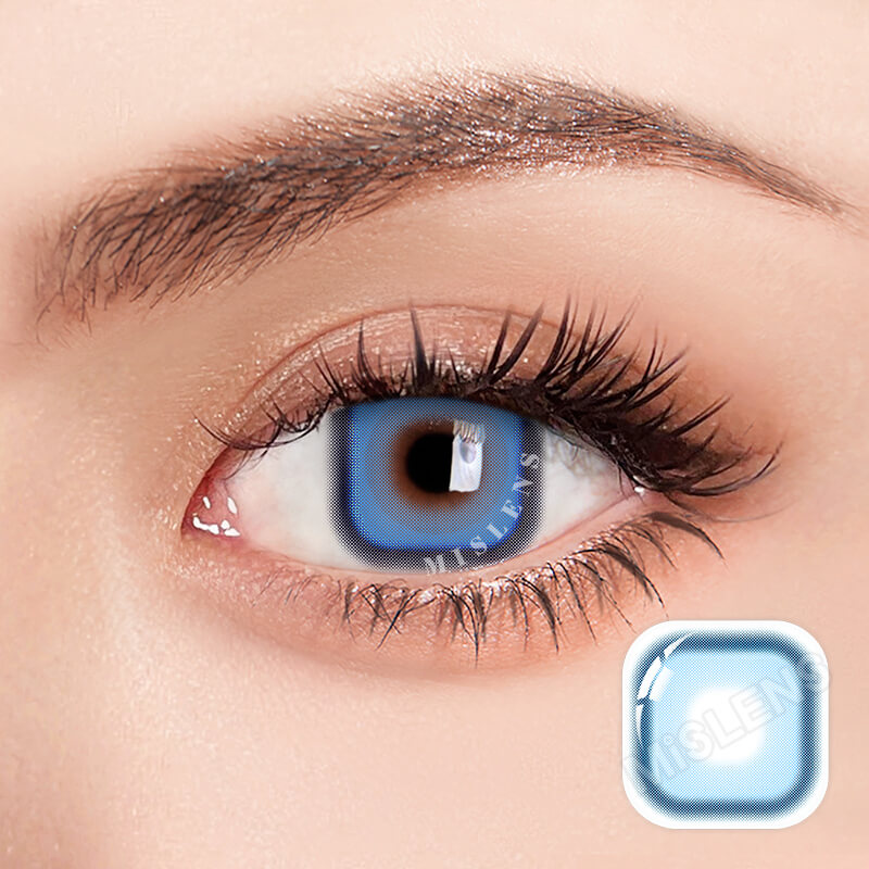 【 Clearance】Mislens Square Blue color contact Lenses for dark brown eyes
