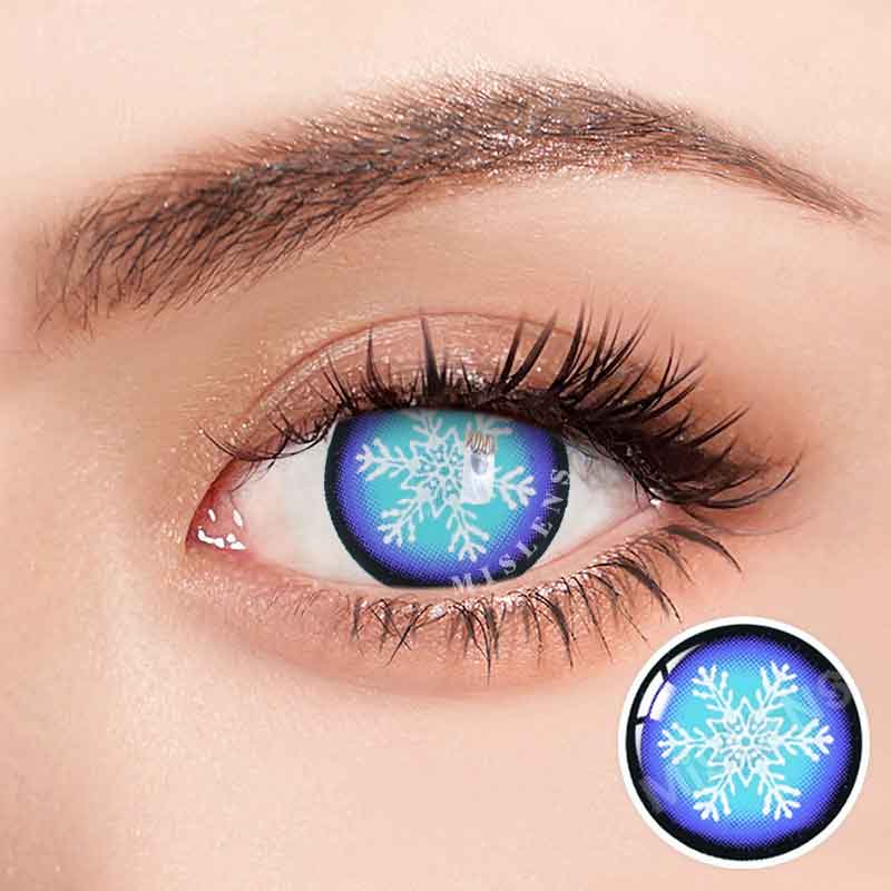 Mislens Snowflake Blue Crazy  color contact Lenses for dark brown eyes