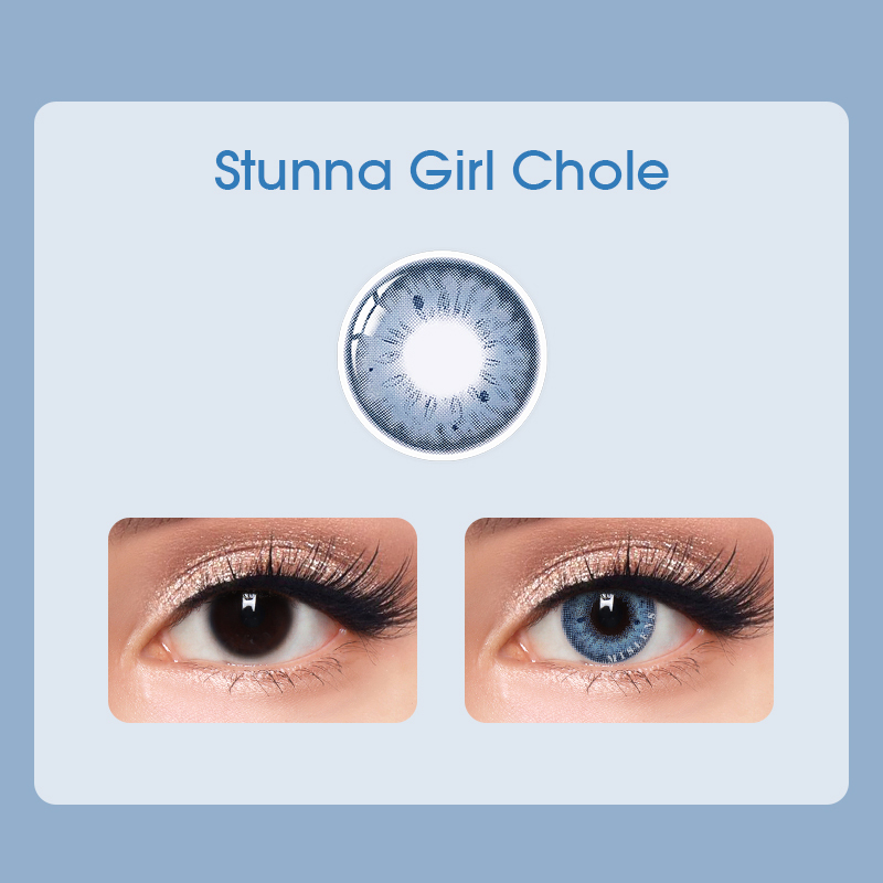 【Prescription】Mislens Stunna Girl Chole Blue color contact Lenses for dark brown eyes