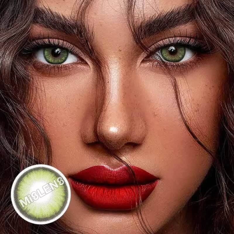 【Prescription】Mislens Mirage Green color contact Lenses for dark brown eyes