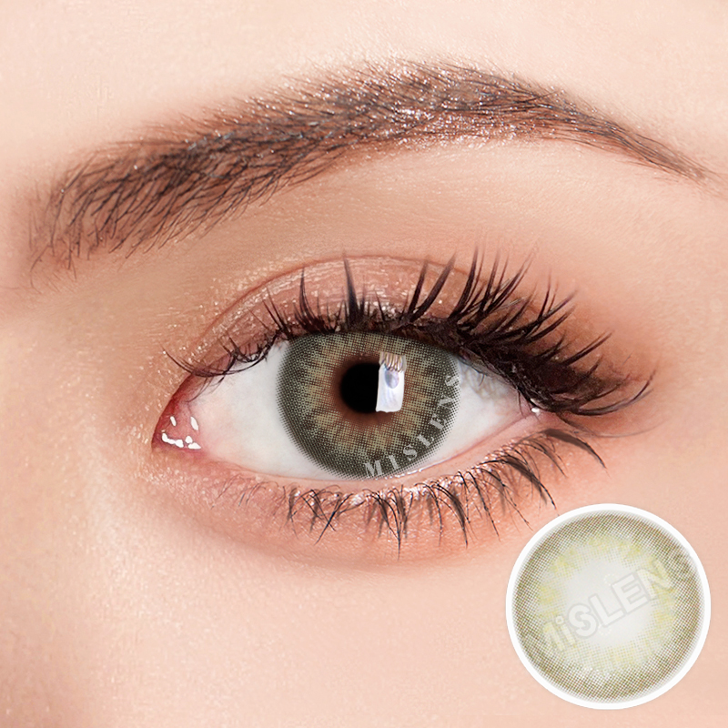 【Prescription】Mislens DNA Taylor Green Gray color contact Lenses for dark brown eyes