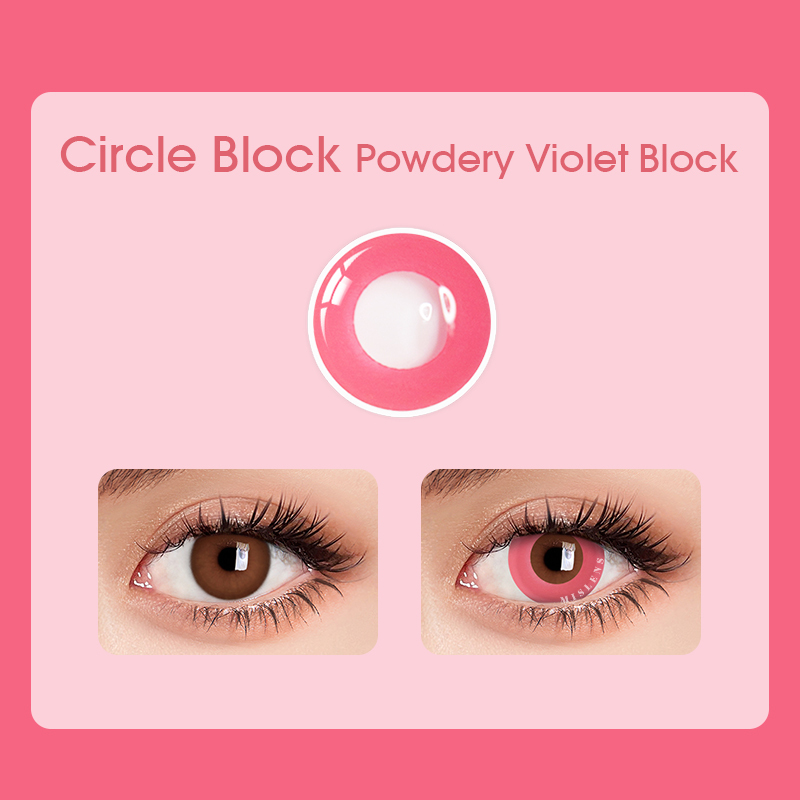 Mislens Powdery Violet Circle Block Pink Cosplay color contact Lenses for dark brown eyes