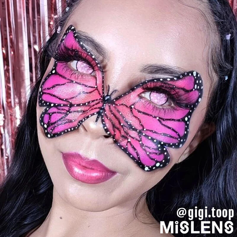 Mislens Coral Pink Crazy  color contact Lenses for dark brown eyes