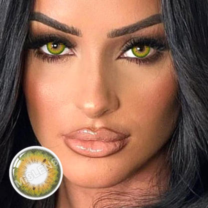 【Prescription】Mislens Stunna Girl Kamille Green color contact Lenses for dark brown eyes