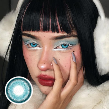 【Prescription】Mislens Cyan Blue color contact Lenses for dark brown eyes
