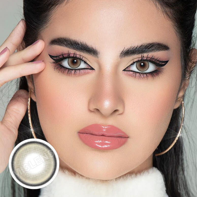 Mislens Smoothie Lemon Lime color contact Lenses for dark brown eyes