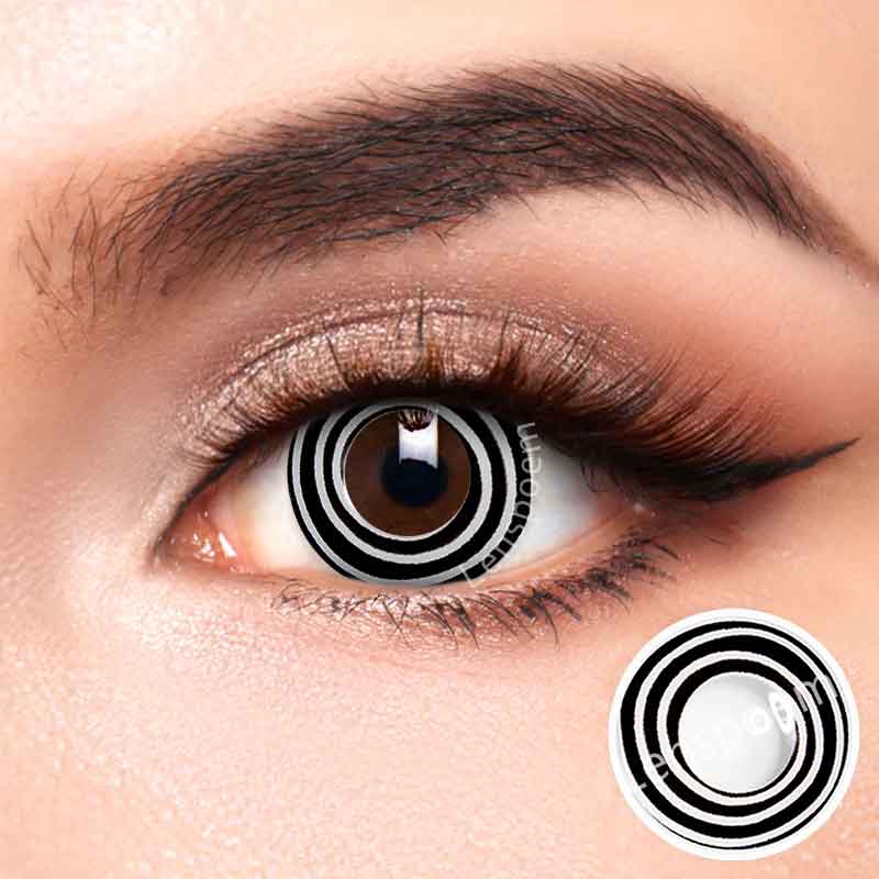 Black White Spiral Contact Lenses