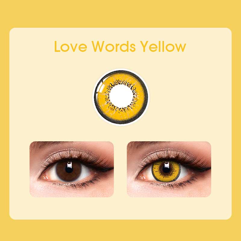 Love Words Yellow Contact Lenses