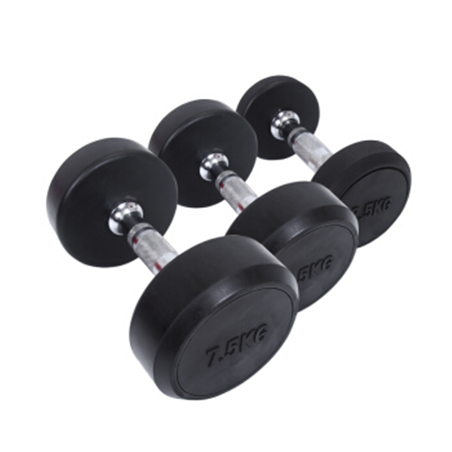 Fixed Black Rubber Dumbbell