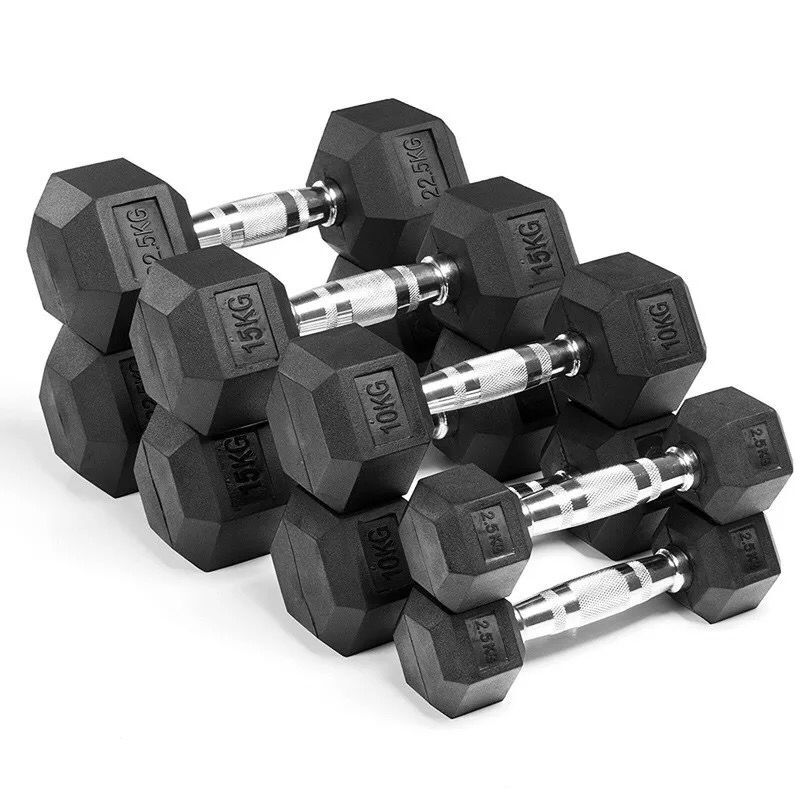 Fixed Rubber Coated Hex Dumbbell