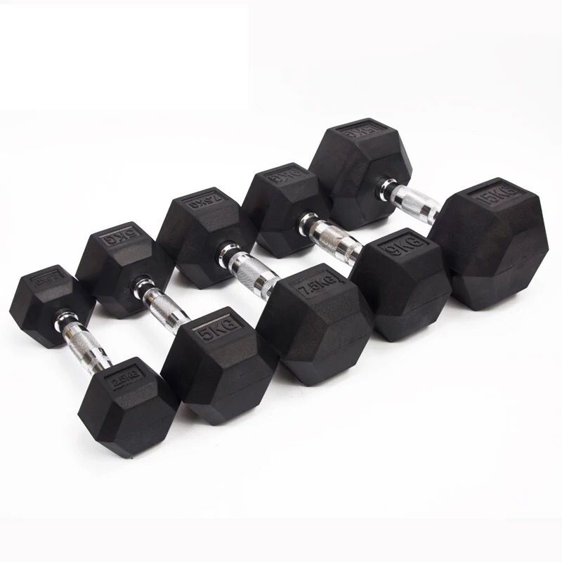 Fixed Rubber Coated Hex Dumbbell