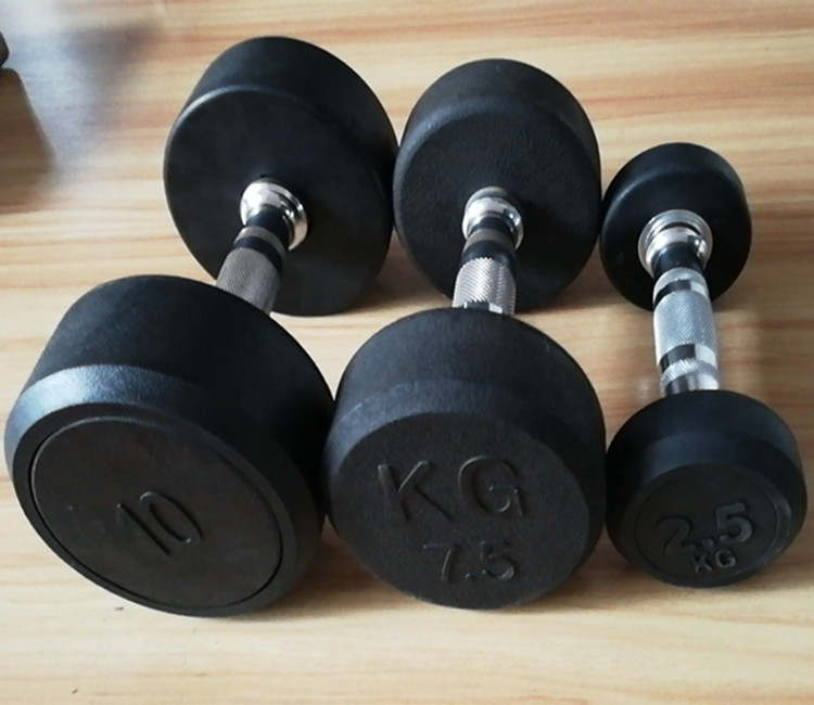 Fixed Black Rubber Dumbbell