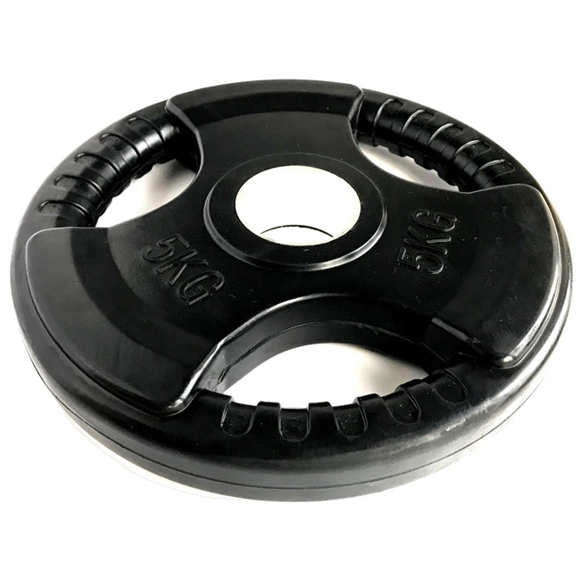 3 Holes Black Rubber Coated Weight Plate