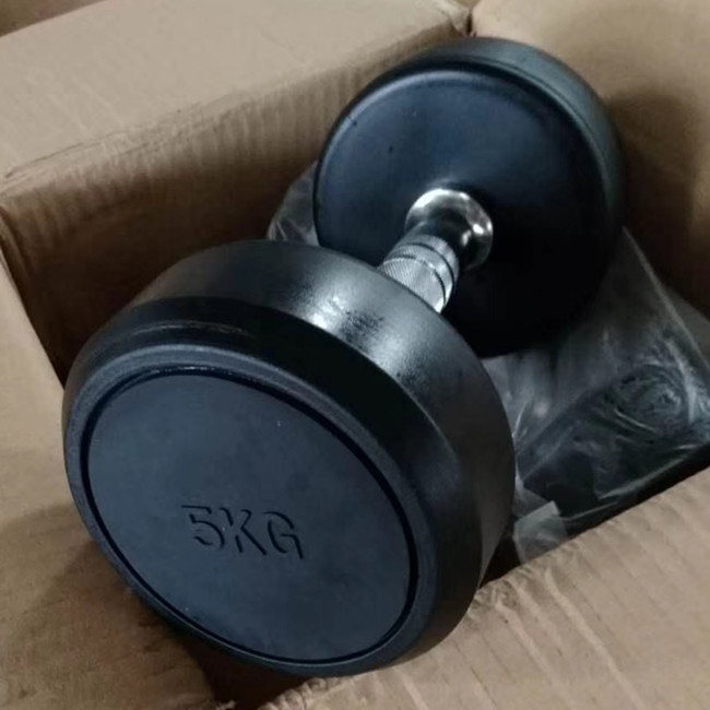 Fixed Black Rubber Dumbbell