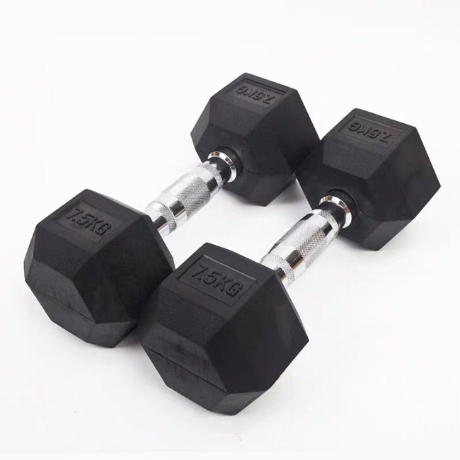 Fixed Rubber Coated Hex Dumbbell