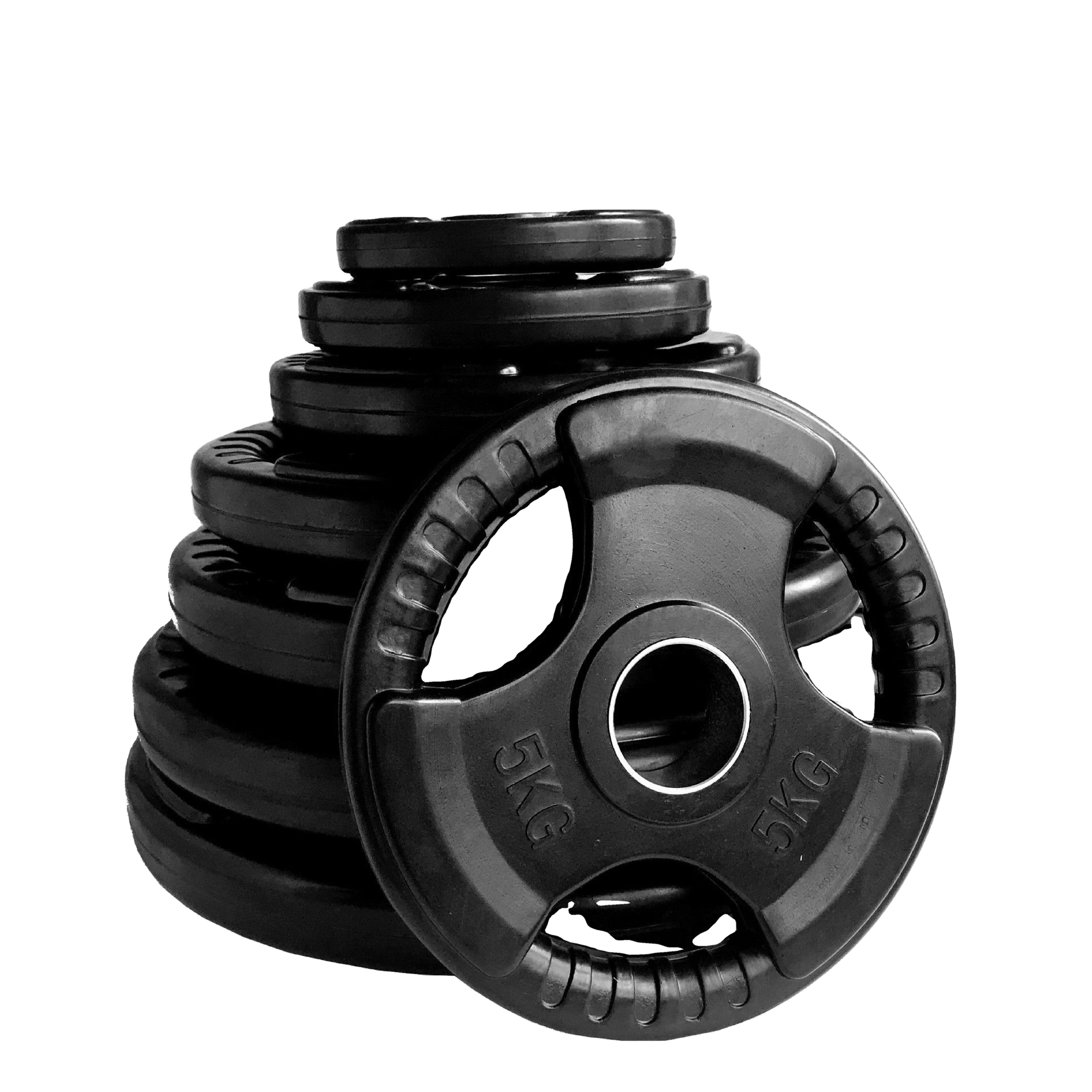 3 Holes Black Rubber Coated Weight Plate