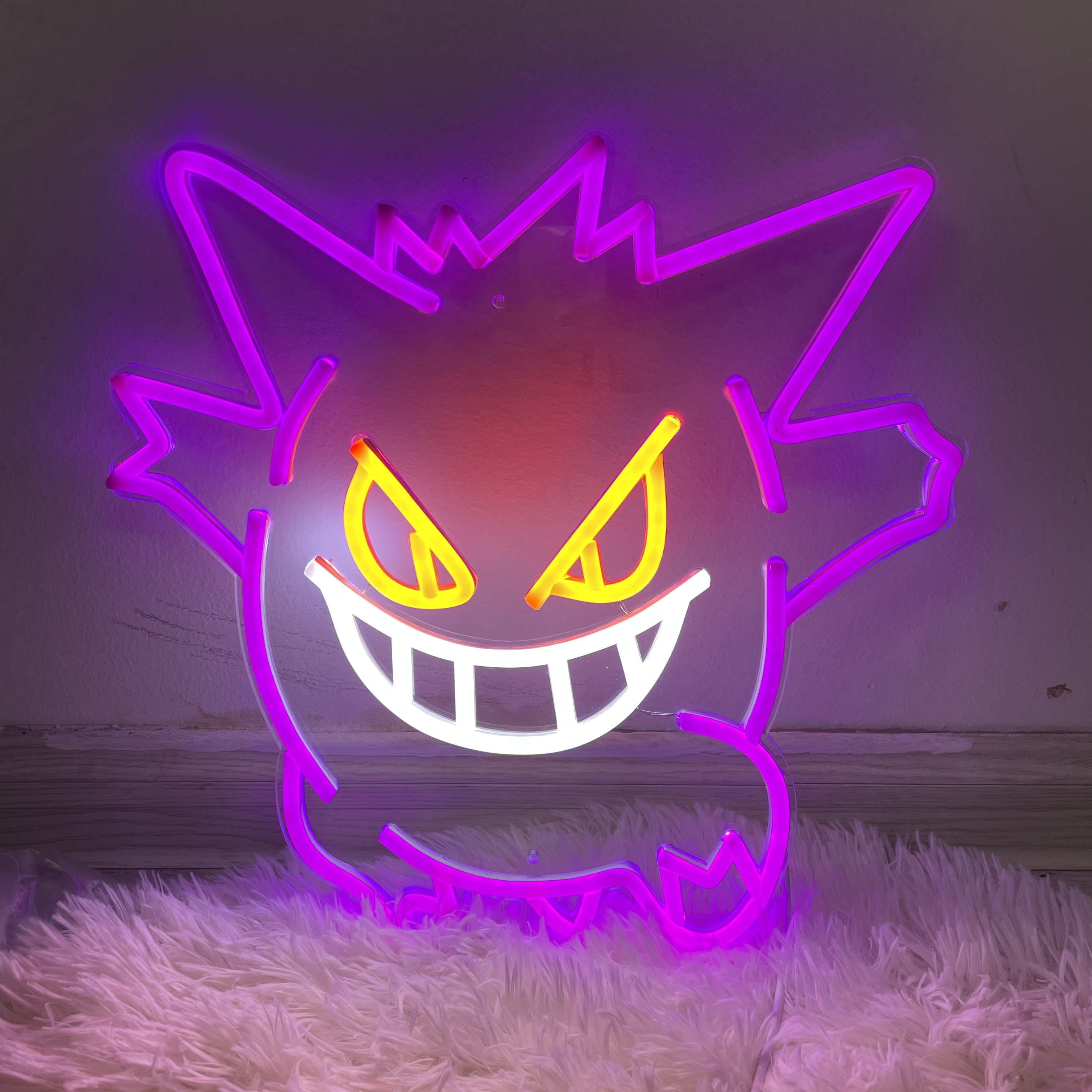 Gengar Neon Sign Ghost Led Neon Signs Anime Neon Sign Gifts for Kids Teens Bedroom Game Room Animation Monster Led Neon Night Lamp Home Party
