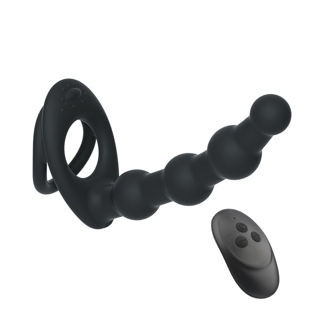 10 Speed Penis Vibrating Ring Double Penetration Dildo Anal Beads Anal Plug Vibrator Clitoris Sex Toys Couples-Sevenleader