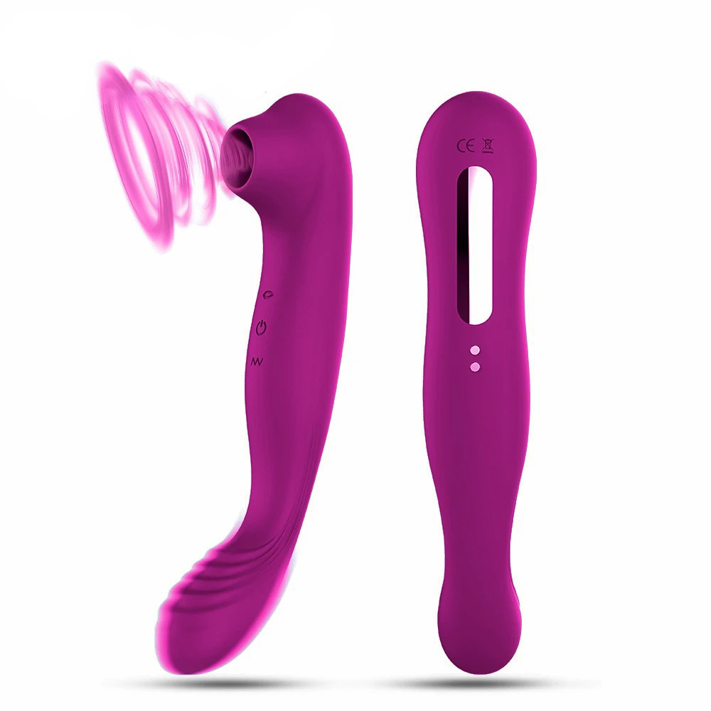 2 in 1 Female Sucking Vibrator Vacuum Clit Suction Cup G-spot Clit Stimulator Dildo Sex Toy