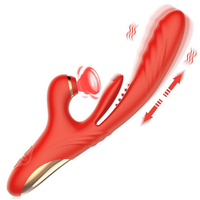 Tongue licking rabbit stick vibrator sucking female orgasm massager G-spot clitoral stimulator sex toy couple-Sevenleader