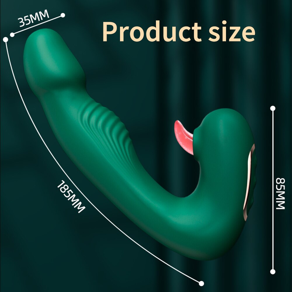 Tongue Vibrator Vagina G-Spot Clitoris Dual Stimulator Massager Dildo Sex Toy Female Masturbator-Sevenleader