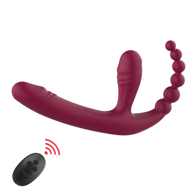 double dildo vibrator elastic straps lesbian sex toy-Sevenleader