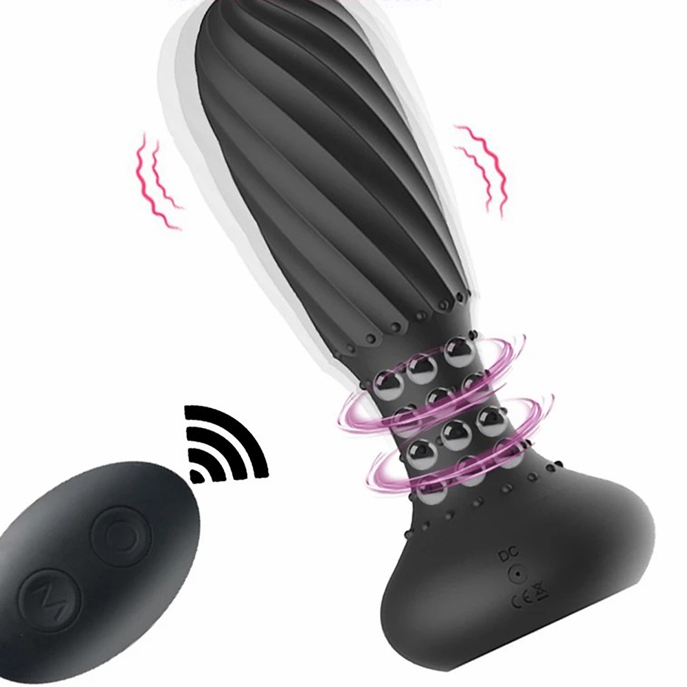Male Rotating Anal Bead Vibrator Prostate Massager Wireless Remote Control Anal Plug